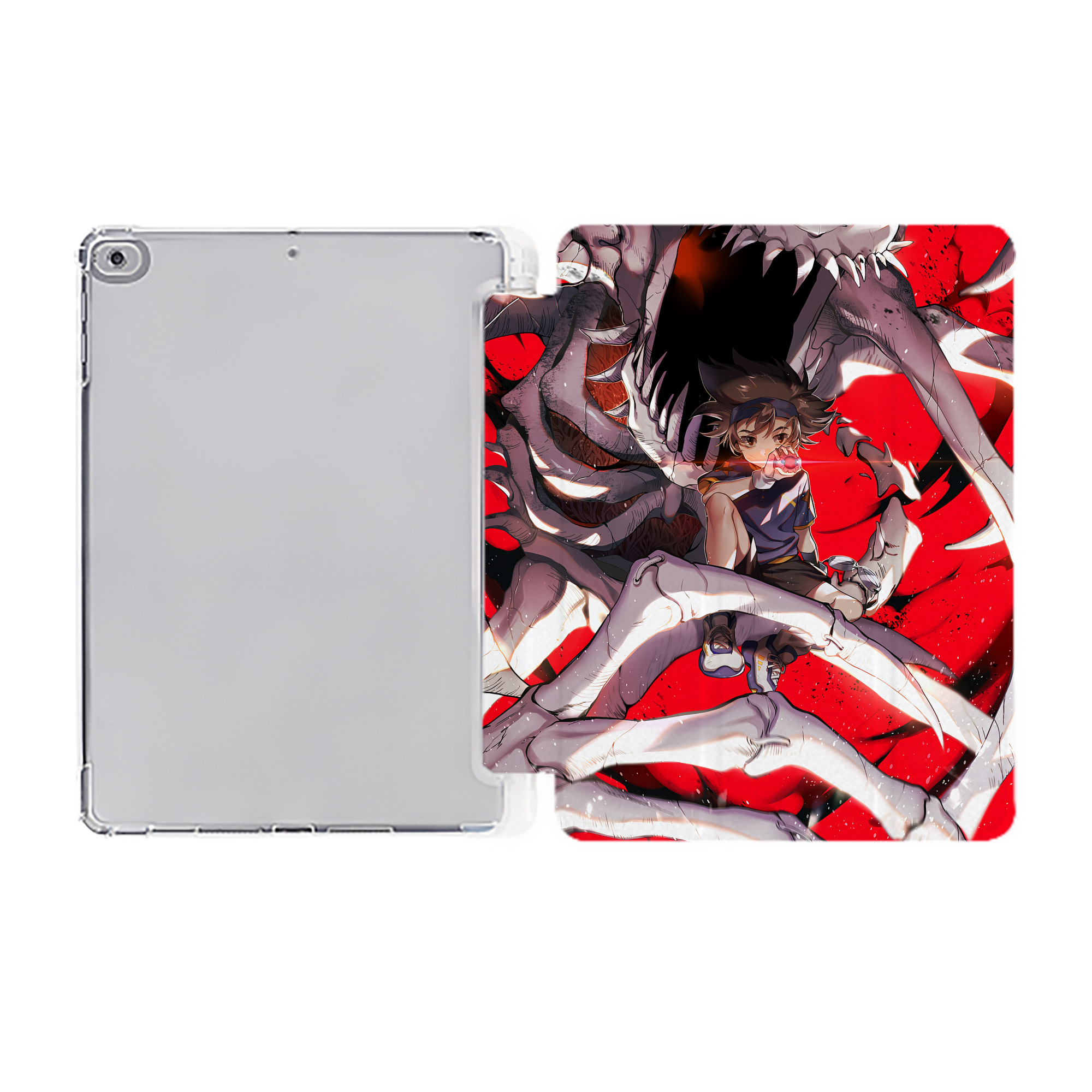 （画像用） Digimon デジタルモンスター/デジモン IPad ケース ペン収納付き 三つ折りスタンド PUレザー×シリコン 対応機種9.5/10.5/10.9インチ